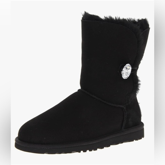 Ugg Women's Bailey Button Bling Boot in Black Suede Size 9.0 US - Picture 1 of 15